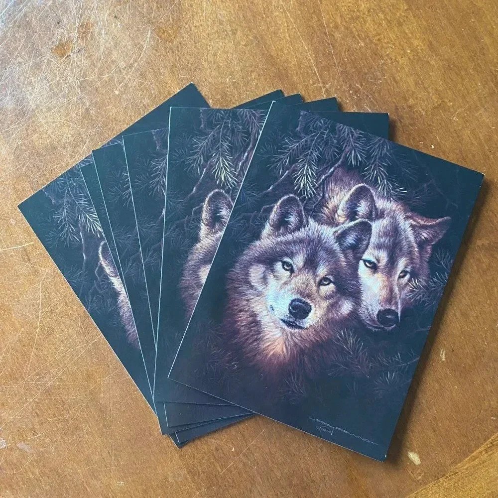 6/pk VTG Leanin' Tree LOVING THOUGHTS Greeting Cards TIMBER MATES Wolves… - Picture 5 of 9